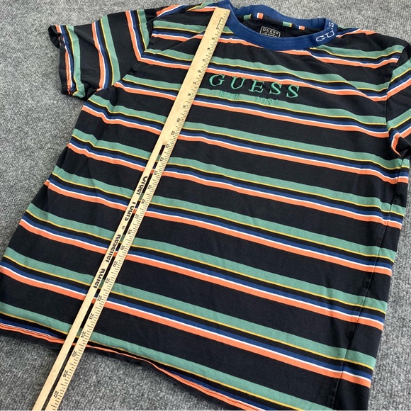 Guess Men’s Multi-Colored Stripe Tee Shirt embroidered size M - Picture 2 of 9